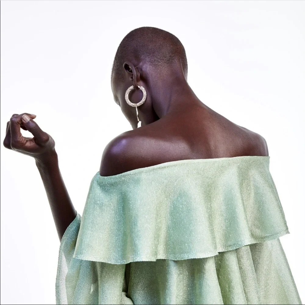 NWT Goodnight Macaroon off shoulder tiered top S - Picture 4 of 12